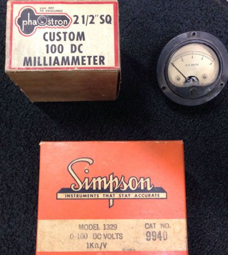 Phaostron milliamperes simpson dc volt vintage panel meters antique lot Amp
