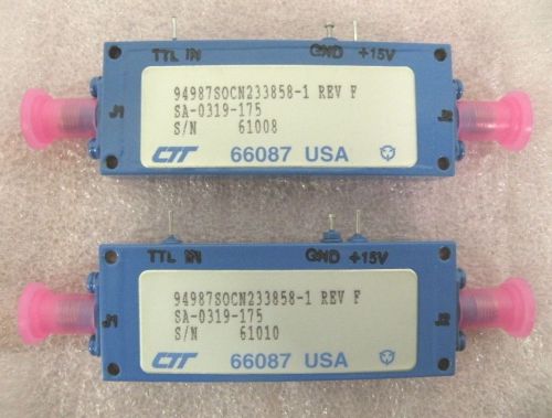 C113176 Lot 2 CTT SA-0319-175 SMA RF Amplifier (16dB, 6-14 GHz, +5dBm Po, 15V)