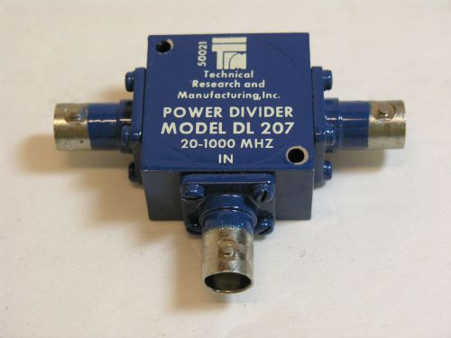 Technical Research DL 207   2 Way Power Divider.  20 to 1000MHz, BNC(F).  Good.