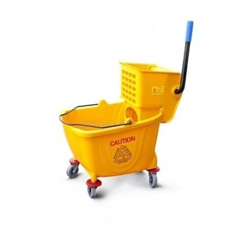 Mop bucket and wringer industrial commercial yellow 36 quart 9 gallon janitor for sale