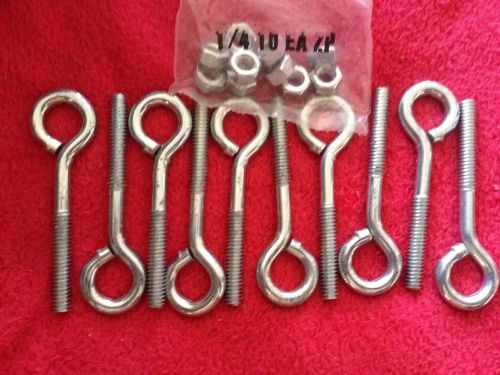 (lot of 10)turned eyebolt 1/4&#034;-20 x 3&#034;w/hex nut zinc plated chicago hardware e-3 for sale