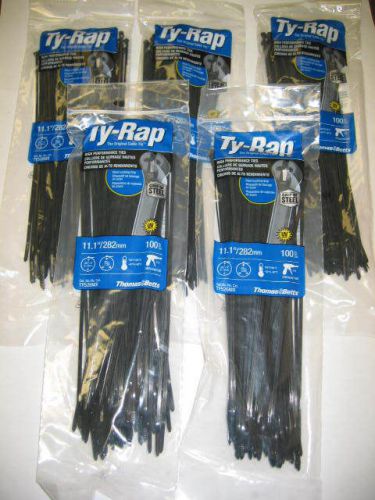 Thomas and Betts 11.1inch 40lb Ty-Rap Steel Tab Black Cable Ties TY526MX 500 NEW