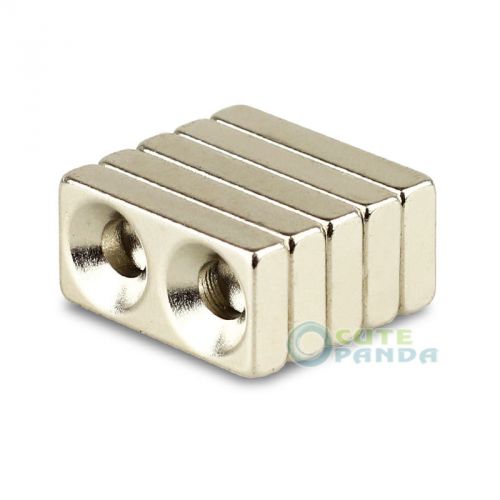 5pcs Block Counter Sunk Magnets 20 x 10 x 4mm Hole 4mm Rare Earth Neodymium N35