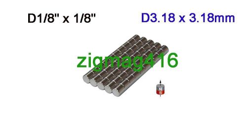 100pcs of  N52, 1/8&#034;dia x 1/8&#034;Neodymium Cylinder Magnets
