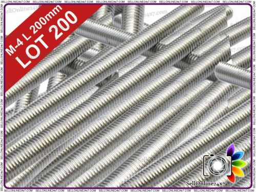 Lot of 200 pcs - a2 stainless steel m-4 studding threaded bar length - 200mm for sale