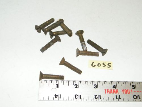 1/4 -20 x 1 1/4 slotted flat head solid brass machine screws vintage qty 10 for sale