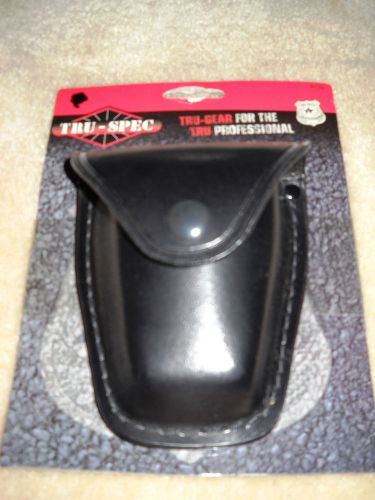 Tru Spec Black Leather Single Handcuffs Case, Black Snap Closure Model 9039