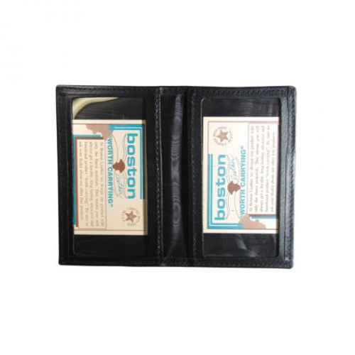 Boston leather 5819s black soft id case w/2 oversized id windows 3 5/8&#034; x 5 5/8&#034; for sale