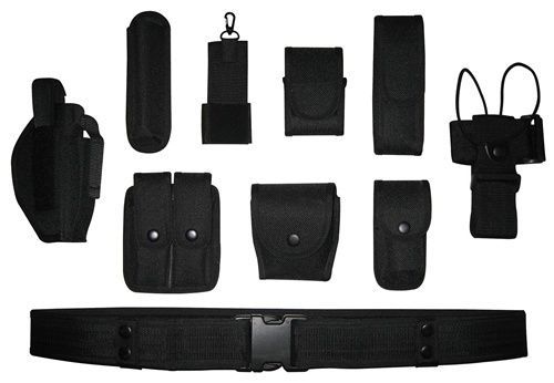 Black law enforcement police modular belt pockets and holsters for sale