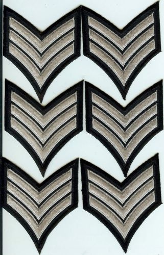 New 6 Sergeant Embroidered Chevron Stripes Grey &amp; Black Police Patch