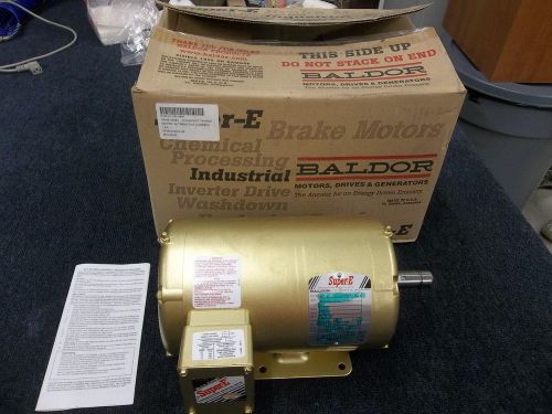 Baldor super-e industrial motor m23a 2hp 200v 6.1a 1725 rpm key shaft new for sale
