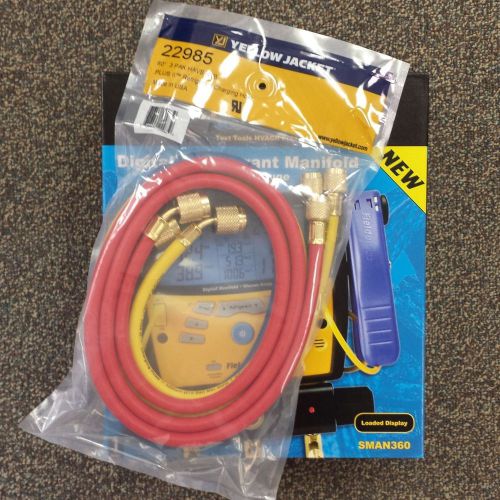 Fieldpiece sman360 3-port manifold w/ micron gauge &amp; 22985 60&#034; low loss hoses for sale