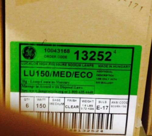 GE 13252 - LU150/MED - 150 Watt High Pressure Sodium Light Bulb. Box Of 6. New!