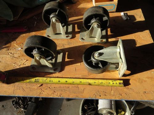 Bassick heavy duty steel casters 4&#034; lot of 8, 4 swivel &amp; 4 stationary for sale