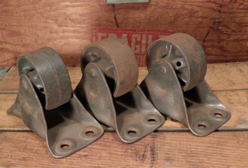 3 VINTAGE PAYSON CAST IRON INDUSTRIAL CART  CASTERS SteamPunk Heavy Duty