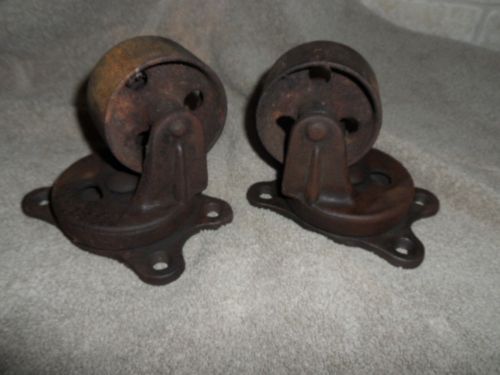 2 PIONEER VINTAGE//ANTIQUE INDUSTRIAL CART WHEELS//CASTERS=USA ==FREE SHIPPING==