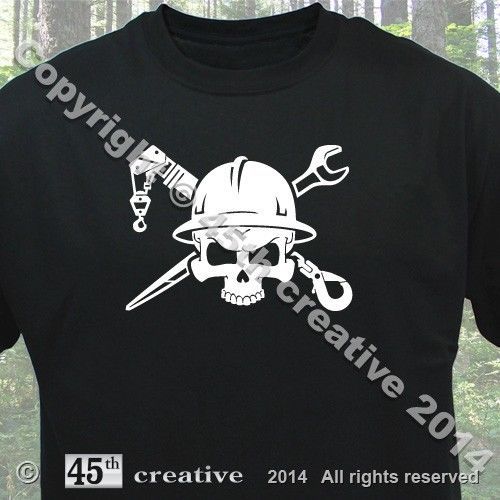 Riggers Crossbones T-Shirt - industrial rigging lift crane rigger tools t shirt