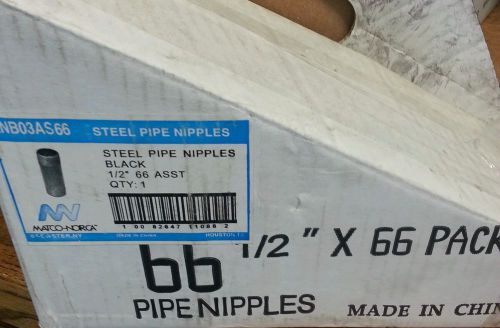 66 black steel pipe nipples 1/2&#034;  plumbing hvac for sale