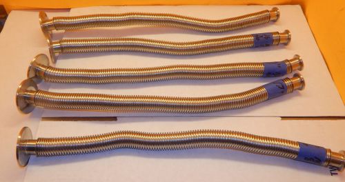 LOT OF 5 - NW16 x NW40 x 18&#034; LONG SS BELLOWS FLEX VACUUM HOSE