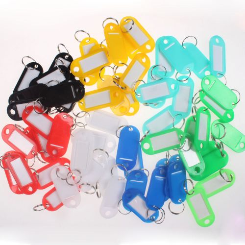 Lot of 10/50/100 Key ID Labels Tags with Key Ring Split Rings Color Random