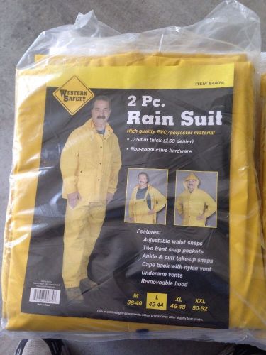 NEW 35mm thick 2 pc high quality PVC Rain suit size Large 42-44 Yellow Men&#039;s