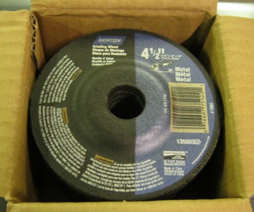 box of 10 NORTON 4-1/2&#034; x 1/4&#034; x 7/8&#034; Metal Grinding Wheel Disc #75922