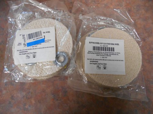 Lot of Four Buffing Wheel, Spiral Sewn, Sisal, Diameter 6 In., Thickness 1/2 In.
