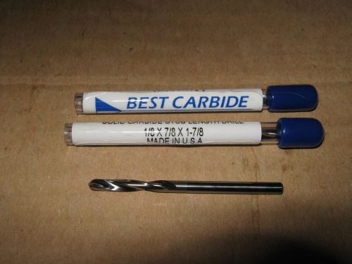 1/8&#034;(.1250)solid carbide 15deg helix 135deg split pt screw mach dr bit lot of 3 for sale