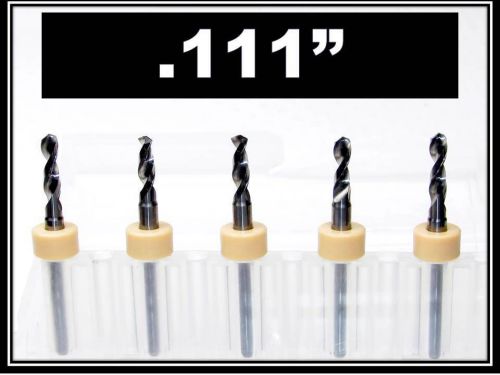 .111&#034; - #34 - 1/8&#034; shank  carbide drill bits five pcs cnc dremel model hobby for sale