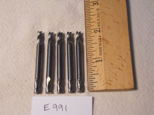 5 NEW 3/16&#034; SHANK CARBIDE ENDMILLS. 4 FLUTE. DOUBLE END MADE IN USA  {E991}