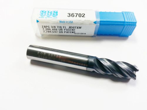 3/8&#034; SGS Z-Carb Carbide Namite Coated .030 CR 4 Flute End Mill 36702 (N 637)