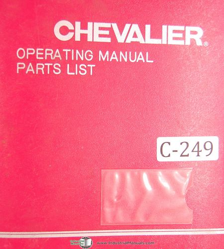 Chevalier FSG Series, Grinder, Operation Maintenance and Parts Lists Manual