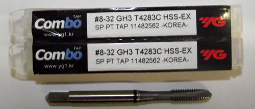 3pc 8-32 YG1 Combo Tap Spiral Point Taps for Multi-Purpose Coated