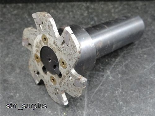 ISCAR INDEXABLE MILLING CUTTER 3-1/4&#034; DIAMETER W/ 1-1/4&#034; STRAIGHT SHANK ARBOR