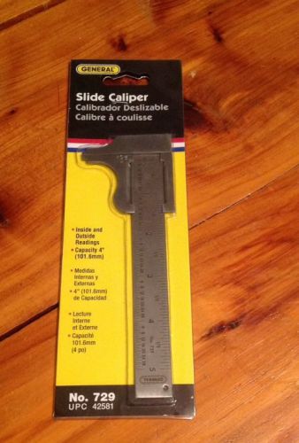 GENERAL 729 SLIDE CALIPER 4&#034; INSIDE / OUTSIDE SLIDE CALIPER 729 (NEW)