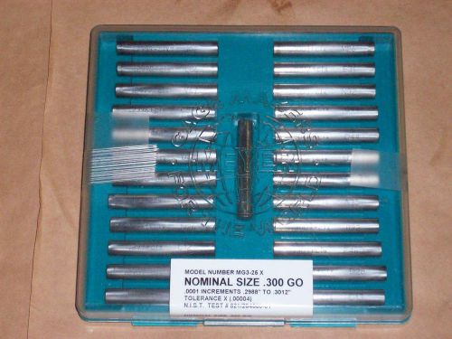 25 piece Meyer Gage Precision Pin Gage set MG3-25X 0.300&#034; GO; 0.0001&#034; increments