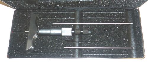 STARRETT 445 AZ 3RL DEPTH MICROMETER IN FITTED CASE &amp; ORIGINAL BOX