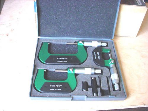 CEN-TECH MECHANICAL Outside Micrometer SET OF THREE 0-3&#034; 0.001 NEW IN CASE