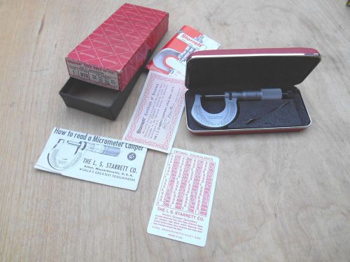 STARRETT NO. 230 MICROMETER , 0-1&#034; , .0001&#034; WITH CASE AND BOX