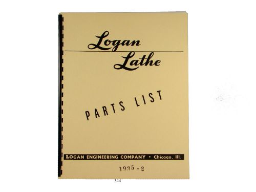 Logan Lathe Model 1935-2 Parts Manual   *344