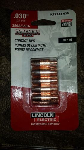 Qty=10 pack lincoln .030 mig welding tips  part #kp2744-030 new