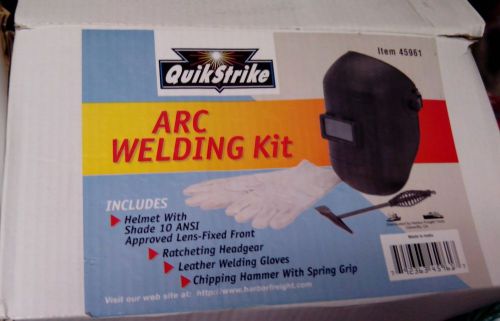 * new * quikstrike arc welding kit - helmet - leather gloves - chipping hammer for sale