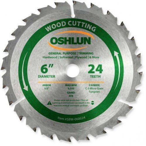 Oshlun SBW-060024 6-in 24 Tooth ATB General Purpose and Trimming Saw Blade W/