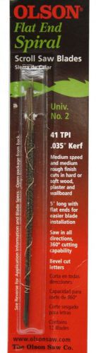 Olson 46800 5&#034; flat end spiral scroll saw blades 41 tpi universal #2 - 12 pack for sale