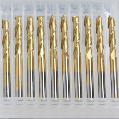 10pcs tin coating cnc sprial two double flute endmill router bits 3.175mm 17mm for sale