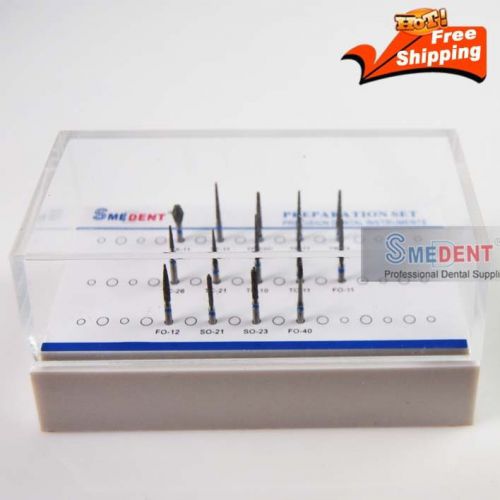 Dental Diamond Burs Finishing &amp; Polishing Set Tooth Drill Flat-end Tapered