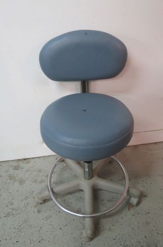 Summit Dental Blue Adjustable Doctor Dental Stool - Doctor&#039;s Chair w/ Back