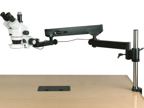 3.5-225X Trinocular Articulating Arm Pillar Clamp 144-LED Zoom Stereo Microscope