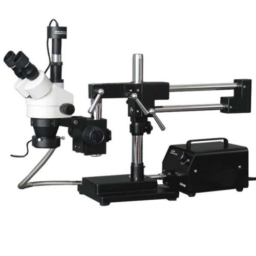 3.5x-90x stereo boom microscope with 3mp camera + fiber optic light for sale