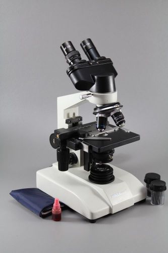 40X-1500X Binocular Compount Doctor LED Pathological Microscope w Clarity Optics
